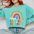 Rainbow Last Day Of 2nd Grade Teacher Student Graduation For Men Women Kids Comfort Colors Sweatshirt Chalky Mint