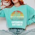Retro Antisocial Butterfly Shirt For Introverts Comfort Colors Sweatshirt Chalky Mint