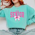 Retro Senior 2026 Class Of 2026 Coquette Pink Bow Graduation Comfort Colors Sweatshirt Chalky Mint