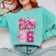 Retro Senior 2026 Coquette Bow Graduation Class Of 2026 Comfort Colors Sweatshirt Chalky Mint