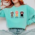 Rock Paper Scissors Hand Game Cute Paw Cat Introvert Comfort Colors Sweatshirt Chalky Mint
