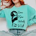 I Came I Saw I Had Anxiety So I Left Messy Bun Introvert Comfort Colors Sweatshirt Chalky Mint I Came I Saw I Had Anxiety So I Left Messy Bun Introvert Comfort Colors Sweatshirt Chalky Mint