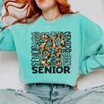 Senior 2021 Grad Class Of 2021 Graduation Leopard Cheetah Comfort Colors Sweatshirt Chalky Mint