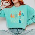 Senior 2026 Class Of 2026 Retro Groovy Graduation Grad Women Comfort Colors Sweatshirt Chalky Mint