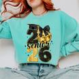 Senior Class Of 2026 Senior Girl Graduation Cap Coquette Bow Comfort Colors Sweatshirt Chalky Mint