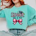 Senior Class Of 2027 Coquette Pink Bow Graduation 2027 Girls Comfort Colors Sweatshirt Chalky Mint