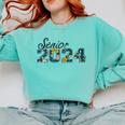 Senior Graduation Class Of 2024 Cute Senior 2024 Flowers Comfort Colors Sweatshirt Chalky Mint