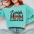 Senior Mom Class Of 2026 Graduation Leopard Coquette Bow Comfort Colors Sweatshirt Chalky Mint