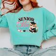 Senior Mom Class Of 2027 Cute Cat Graduation Pink Bows Girls Comfort Colors Sweatshirt Chalky Mint