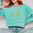 Senior Squad Graduation With Golden Cap Team Comfort Colors Sweatshirt Chalky Mint