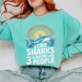 I Like Sharks & Maybe Like 3 People Humor Introverts Summer Comfort Colors Sweatshirt Chalky Mint