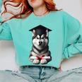 Siberian Husky Dog Graduation Cap Training School Graduate Men Women Kids Comfort Colors Sweatshirt Chalky Mint