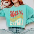 Social Distancing Expert Introvert Comfort Colors Sweatshirt Chalky Mint