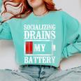 Socializing Drains My Battery Introvert Comfort Colors Sweatshirt Chalky Mint Socializing Drains My Battery Introvert Comfort Colors Sweatshirt Chalky Mint