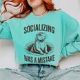Socializing Was a Mistake Prairie Dog Introverts Humor Comfort Colors Sweatshirt Chalky Mint