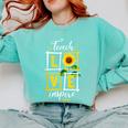 Sunflower Teach Love Inspire Cool Graduation Teacher School Comfort Colors Sweatshirt Chalky Mint