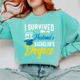 i Survived My Husbands Bachelors Degree Graduation Gifts Comfort Colors Sweatshirt Chalky Mint