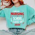 I Survived Nursing School Class Of 2025 Nurse Graduation Comfort Colors Sweatshirt Chalky Mint