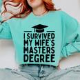I Survived My Wife's Masters Degree Graduation Class Of 2025 Comfort Colors Sweatshirt Chalky Mint