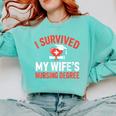 I Survived My Wife's Nursing Degree Rn Graduation Nurse Comfort Colors Sweatshirt Chalky Mint