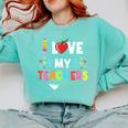 Teens Graduation I Heart My Teacher I Love My Teachers Comfort Colors Sweatshirt Chalky Mint