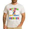 Autism Dad Puzzle Ribbon Proud Son Hero Autism Awareness Men's Casual T-Shirt White Autism Dad Puzzle Ribbon Proud Son Hero Autism Awareness Men's Casual T-Shirt White