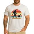 Bigfoot Walking a Dog Bernedoodle Dog Dad Men's Casual T-Shirt White