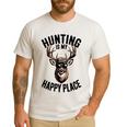 Camo Deer Hunting Is My Happy Place Dad Hunter Men's Casual T-Shirt White