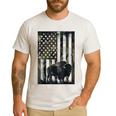 Camo USA Flag Bison Camouflage Hunting Wildlife Hunter Dad Men's Casual T-Shirt White