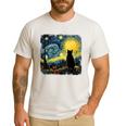 Cat Starry Night Van Gogh Cat For Cat Lover Cat Mom Cat Dad Men's Casual T-Shirt White Cat Starry Night Van Gogh Cat For Cat Lover Cat Mom Cat Dad Men's Casual T-Shirt White