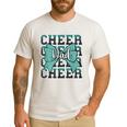 Cheer Dad Daddy Bow Sport Cheerleader Cheerleading Teal Blue Men's Casual T-Shirt White