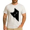 Curious Cat Peeking Sneaky Cat Cat Mom Cat Dad Men's Casual T-Shirt White Curious Cat Peeking Sneaky Cat Cat Mom Cat Dad Men's Casual T-Shirt White