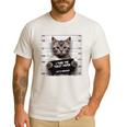 Cute Cat Mugshot Humorous Cat For Cats Lover Cat Mom Cat Dad Men's Casual T-Shirt White