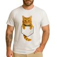 Cute Tabby Cat Pocket Cat Mom Cat Dad Cat Lover Men's Casual T-Shirt White