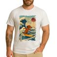 Dachshund Doxie Japanese Kanagawa Wave Surfing Japan Mom Dad Men's Casual T-Shirt White