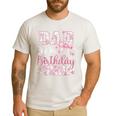 Dad Of The Birthday Girl Pink Bow Flower Birthday Girl Men's Casual T-Shirt White