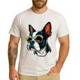 Dad Mom Cool Dog Sunglasses Boston Terrier Men's Casual T-Shirt White Dad Mom Cool Dog Sunglasses Boston Terrier Men's Casual T-Shirt White