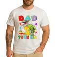 Dad Of The Three Rex 3Rd Birthday Boy Dinosaur T-Rex Men's Casual T-Shirt White Dad Of The Three Rex 3Rd Birthday Boy Dinosaur T-Rex Men's Casual T-Shirt White