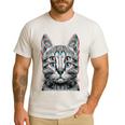 Glitch Weird Cat Kitten Optical Illusion Cat Mom Dad Men's Casual T-Shirt White Glitch Weird Cat Kitten Optical Illusion Cat Mom Dad Men's Casual T-Shirt White