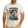 I'd Rather Be Fishing Bass Fish Dad Joke American Flag Men's Casual T-Shirt White