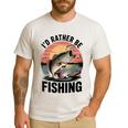 Id Rather Be Fishing Largemouth Bass Fish Dad Jokes Men's Casual T-Shirt White