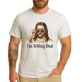 I'm Telling Dad Jesus Wearing Sunglasses Christian Fathers Men's Casual T-Shirt White