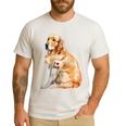 I Love Dad Patriotic Golden Retriever Canine Dog Lover Men's Casual T-Shirt White