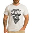 Meowdy Cat Cowboy Western Graphic Cat Lady Cat Dad Men's Casual T-Shirt White