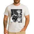Pug Alien UFO Taking a Selfie Dog Mom Dad Men's Casual T-Shirt White Pug Alien UFO Taking a Selfie Dog Mom Dad Men's Casual T-Shirt White