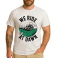 We Ride At Dawn Lawn Mower Zero-Turn Dad Mowing Men's Casual T-Shirt White