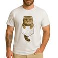 Scottish Fold Cat Pocket Cat Mom Cat Dad Cat Lover Men's Casual T-Shirt White