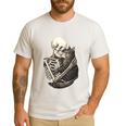 Skeleton Hugging Cat Halloween Cat Lover Cat Mom Dad Men's Casual T-Shirt White