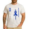 I Wear Blue For My Dad Colon Cancer Awareness Blue USA Flag Men's Casual T-Shirt White