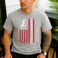 4th Of July US Flag Cheer Dad Shirt For Father's Cheer Men's Casual T-Shirt Sport Grey